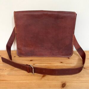 Leather Messenger Bag brown Carbon2Cobalt